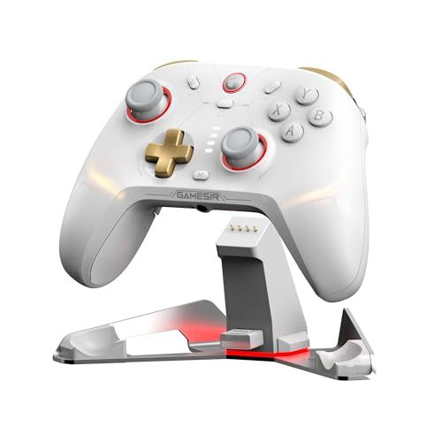 GameSir Cyclone 2 PCコントローラー Mag-Res TMR スティック 1000Hz ポーリングレートゲームパッド ホール & マイクロ 2-in-1 トリガー RGB照明 スリープ解除対応 ジャイロスコープ搭載switch 2プロコン 二つの背面ボダン 充電ドック付き PC/Switch/iOS/Android/Steam/Switch 2ゲームコントローラー 日本語取扱説明書付き (白)